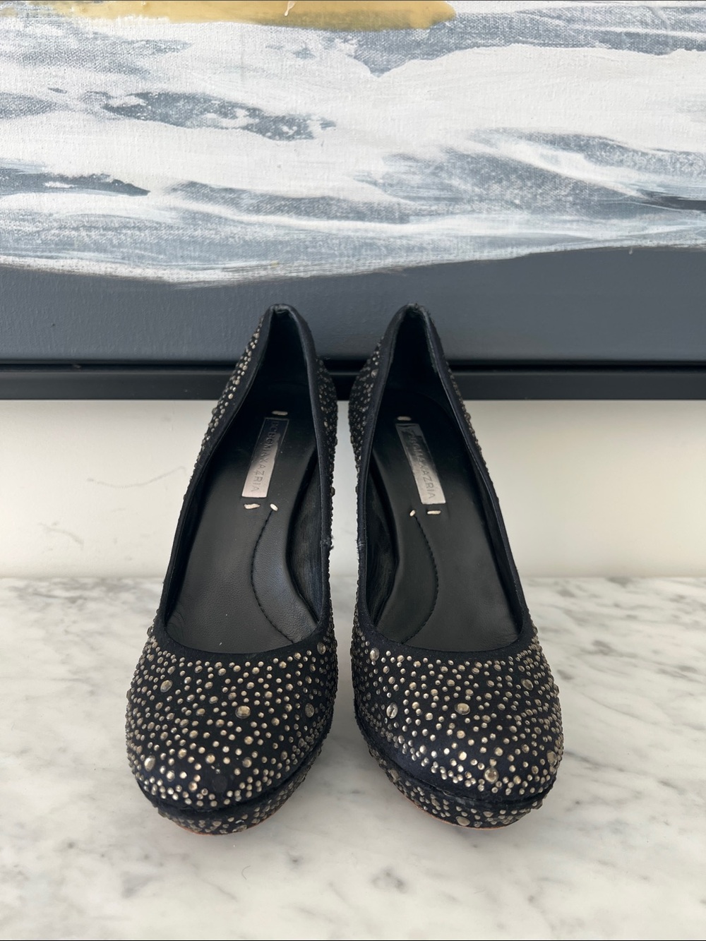 BCBGMaxAzria Black Studded Platform Pumps